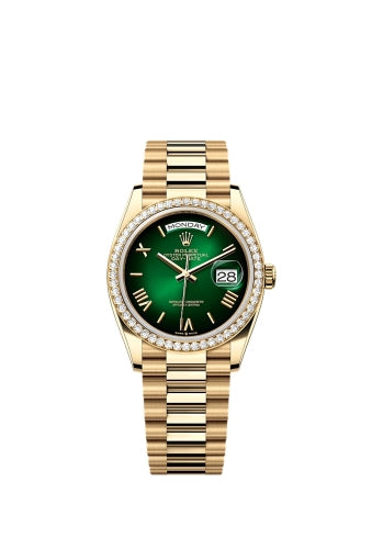 Rolex Day-Date 36 128348RBR Green Bezel Ombré Oyster