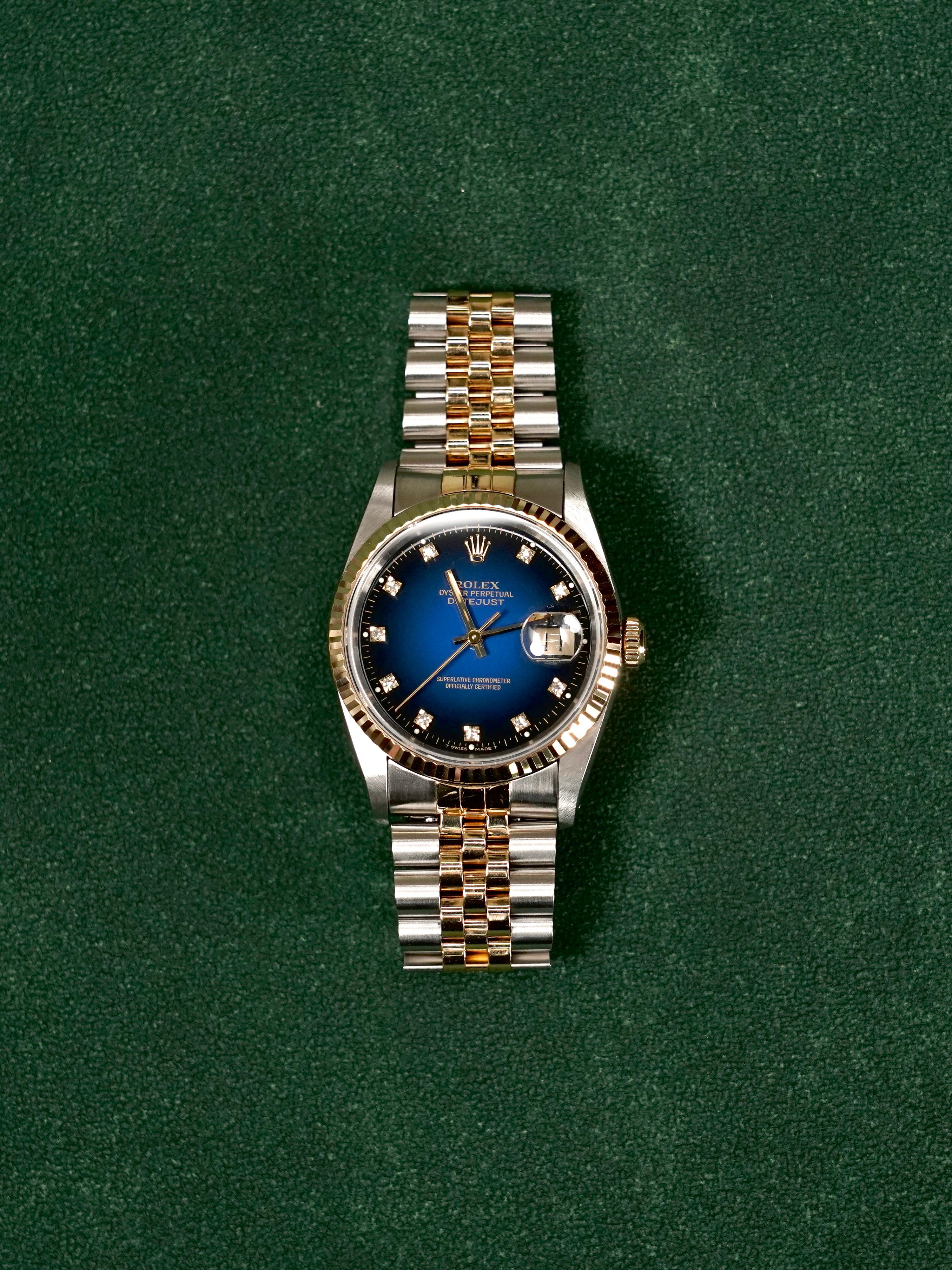 Rolex 16233G blue diamond 1992 original paper