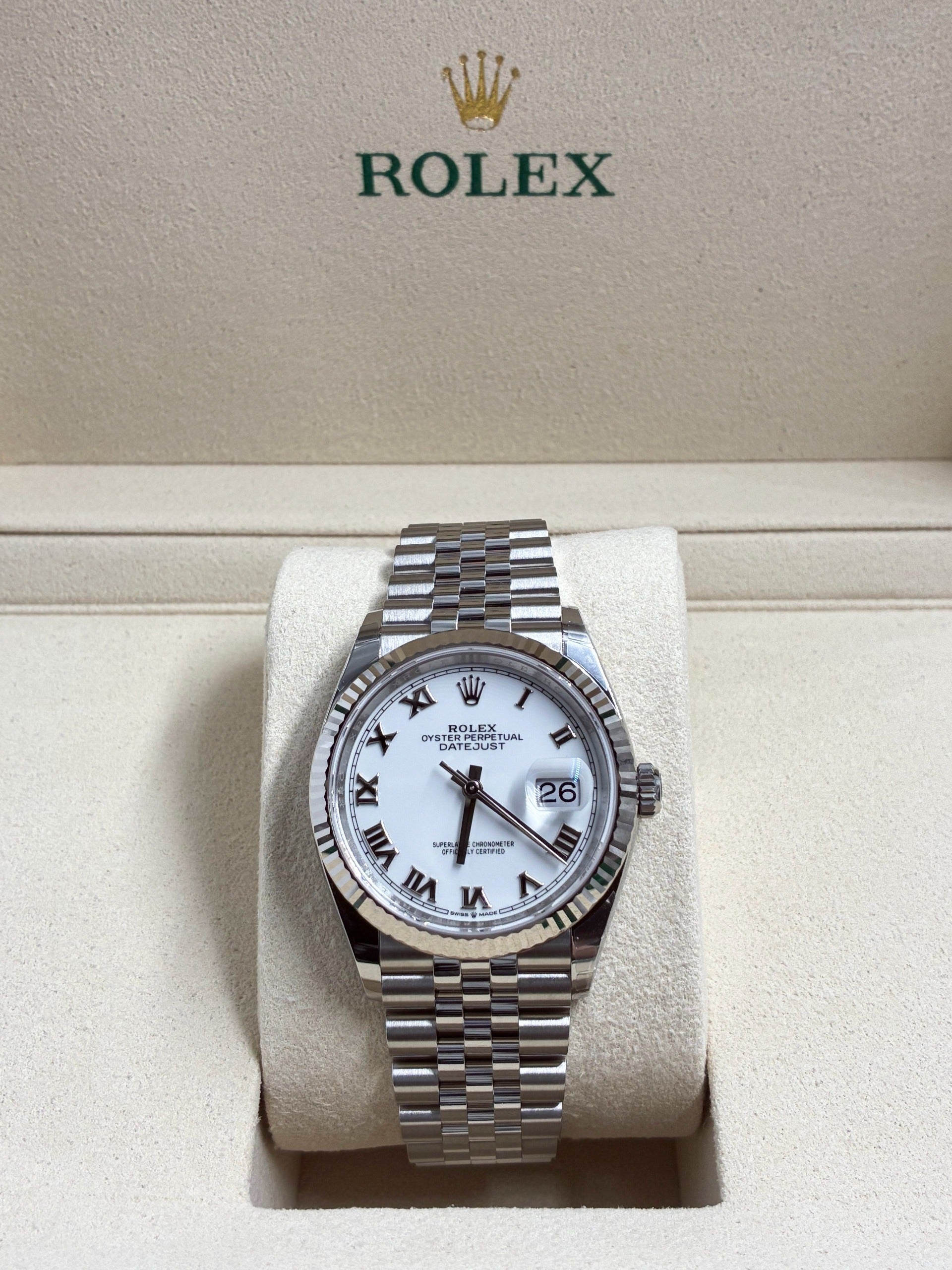Rolex Datejust 36 126234 WHITE ROMAN JUB