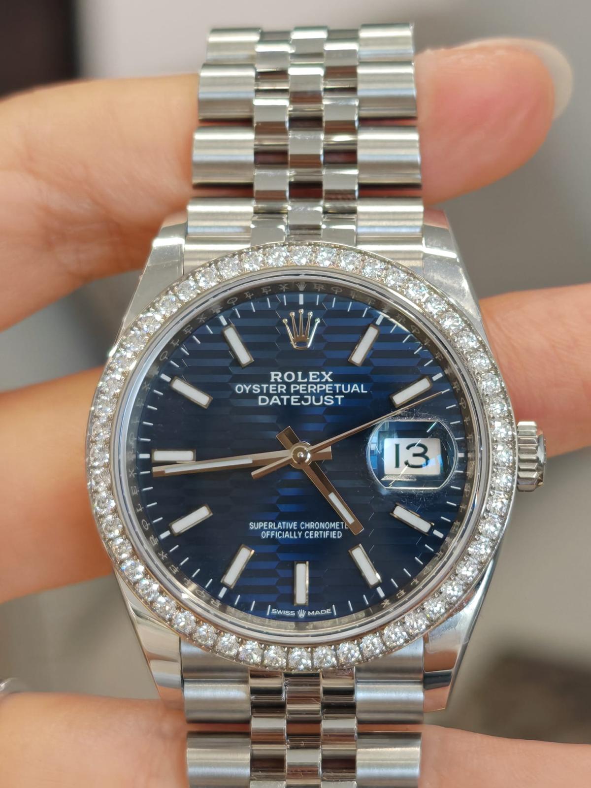 Rolex Datejust 36 126284RBR Geriffeltes blaues Jubiläum 2021
