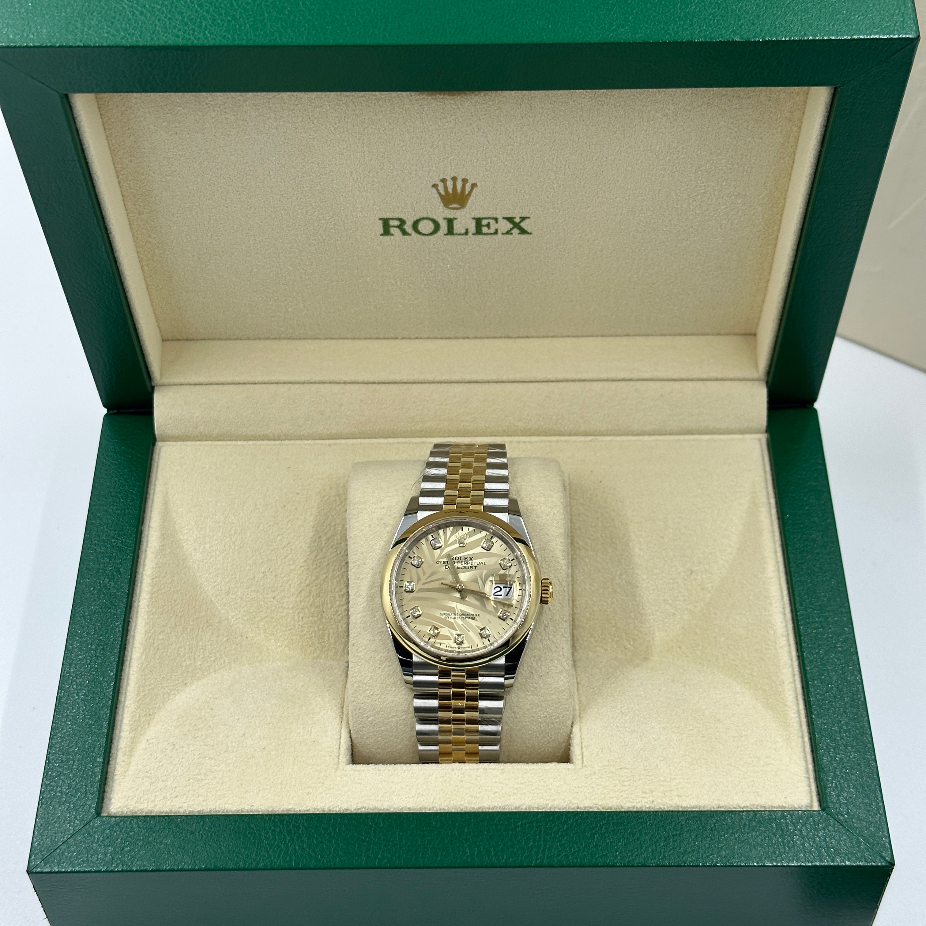 Rolex Datejust 36 126203G Champ Palm Jubilee 2024