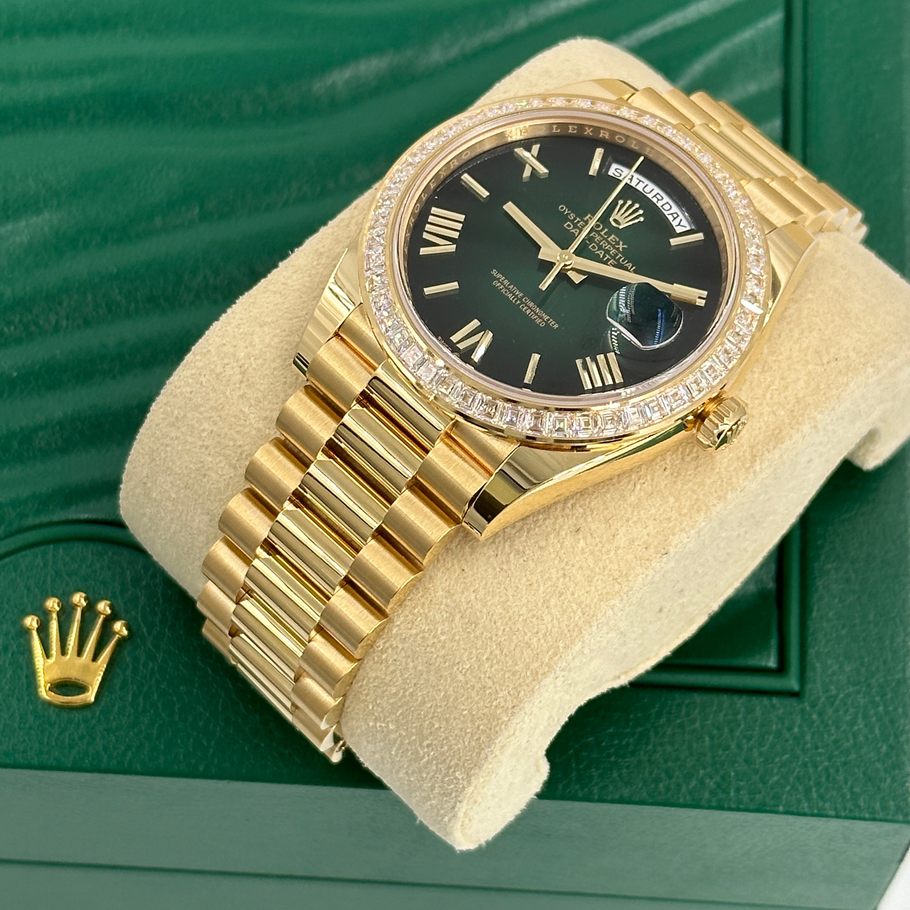 Rolex Day-Date 40 228398TBR GREEN ROMAN OMBRE