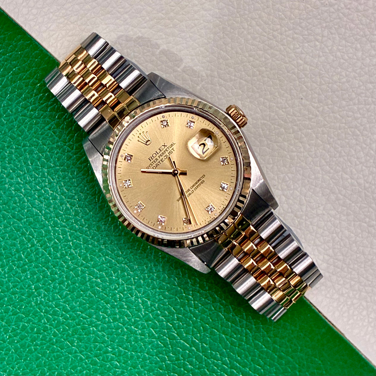 Rolex Datejust 36 16013 Champagne Diamond Jubilee 1986 Full Set-AAD