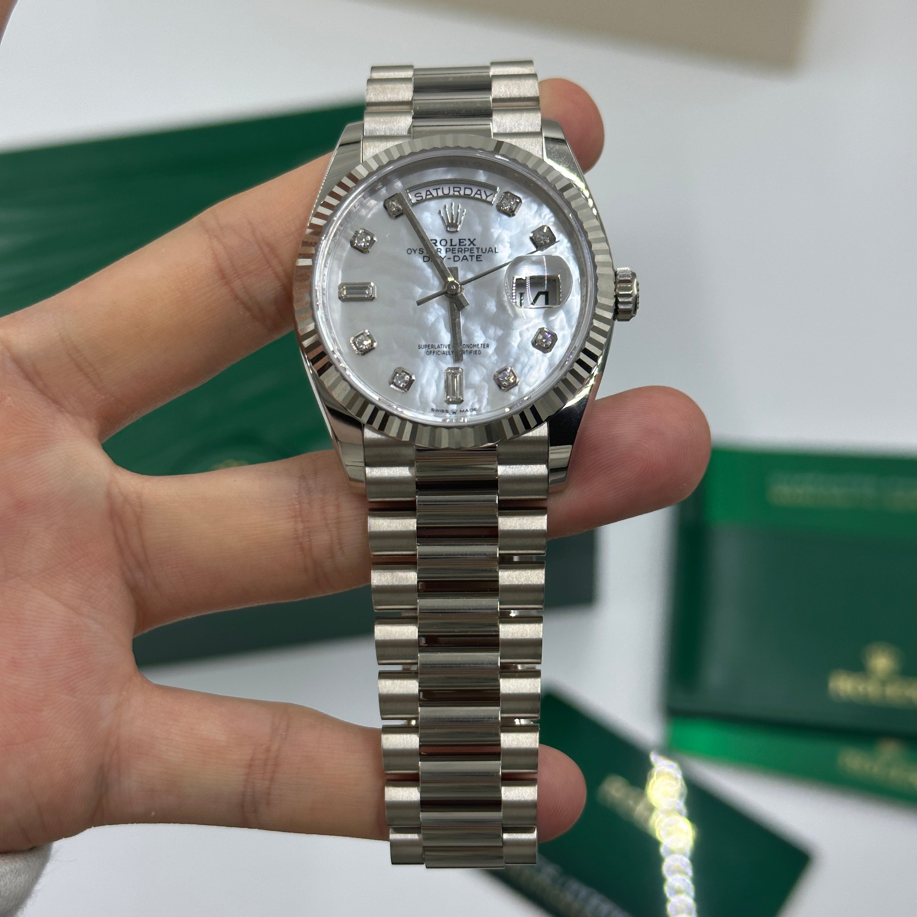 Rolex Day-Date 36 128239NG White Gold Mother Of Pearl Jubilee 2025