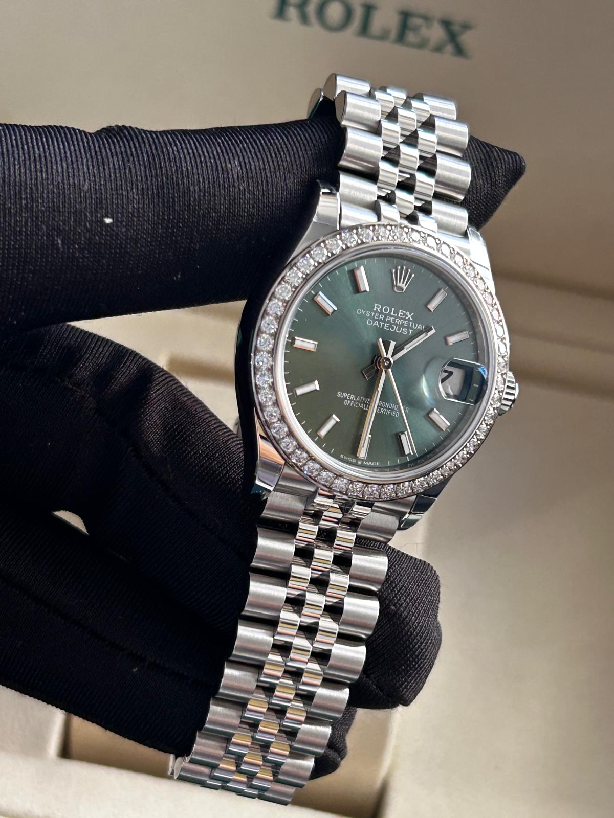 Rolex Datejust 31 278384RBR Green Index Dial Jubilee