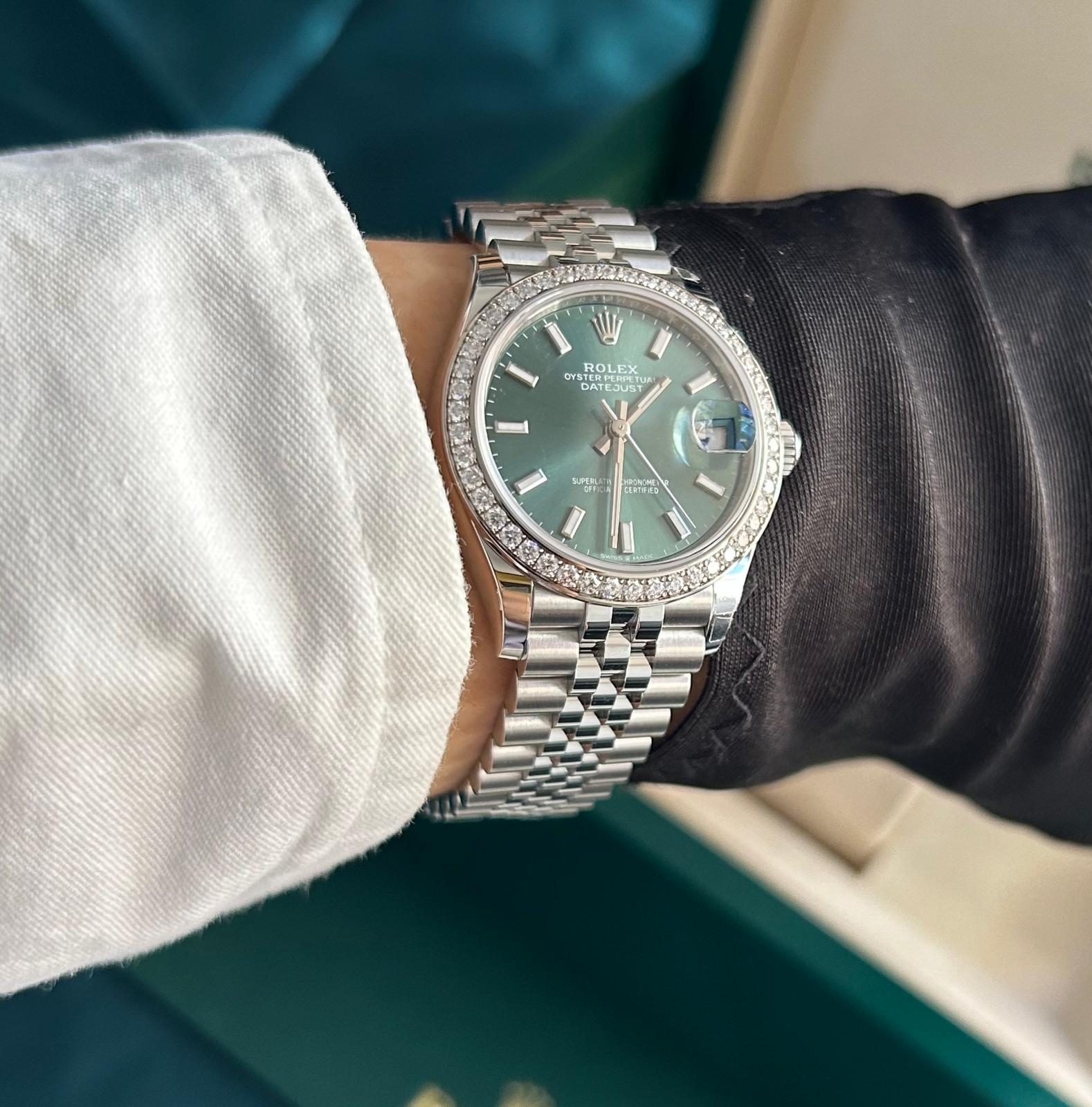Rolex Datejust 31 278384RBR Green Index Dial Jubilee