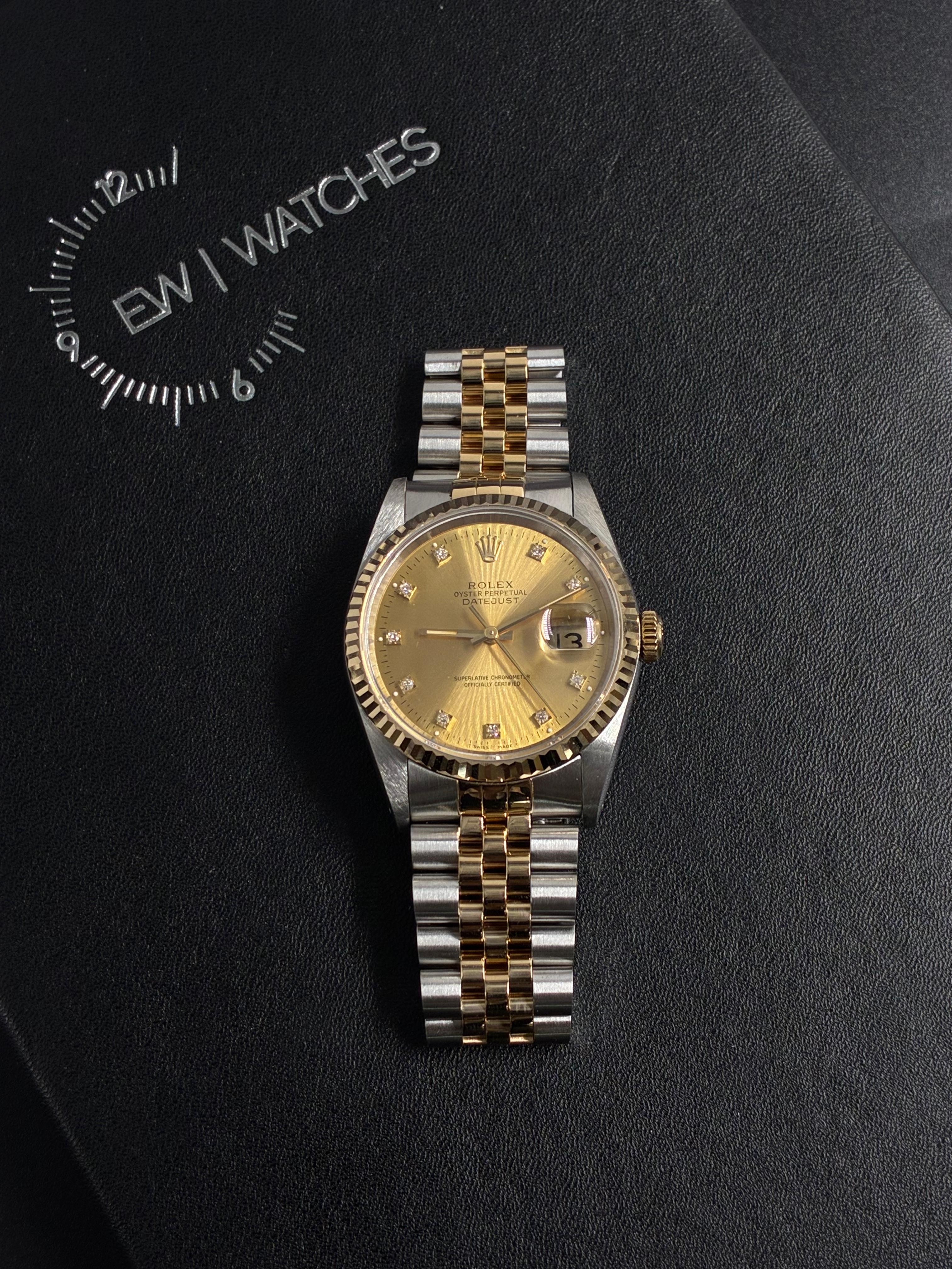 Rolex Datejust 36 16233G Champagne with Original Paper