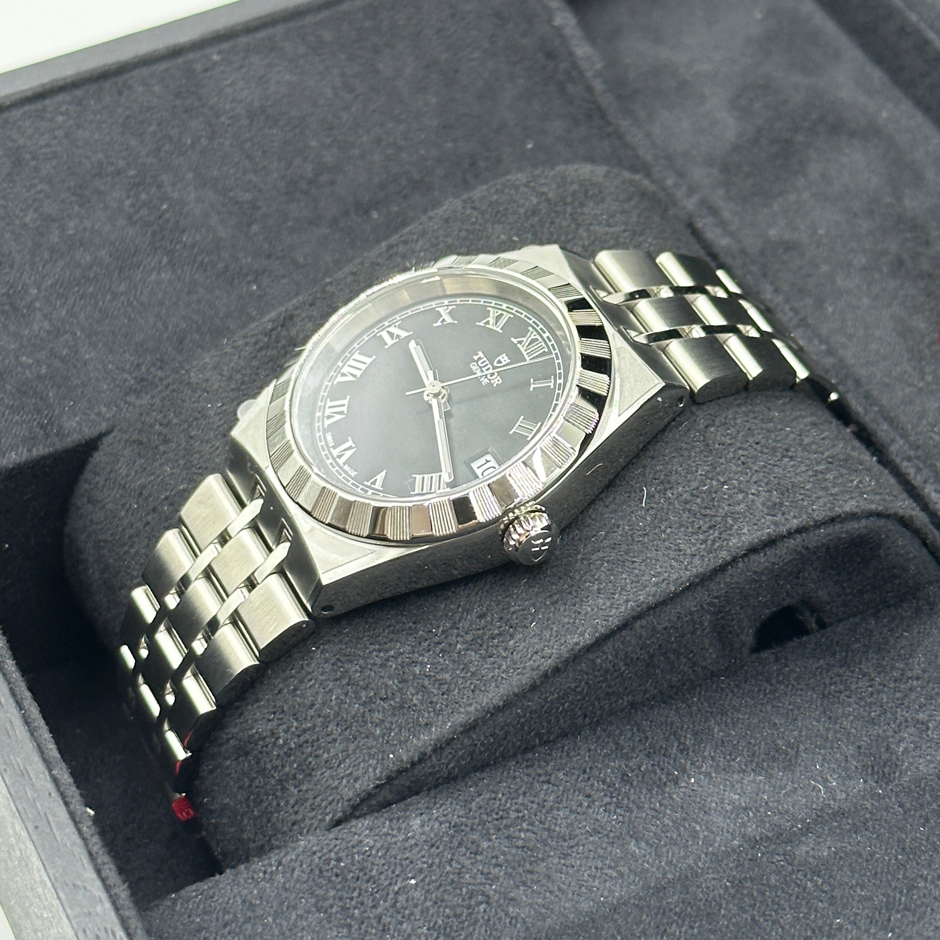 Tudor Tudor Royal 34 mm 28400-0003 Schwarzer römischer Stahl 2022
