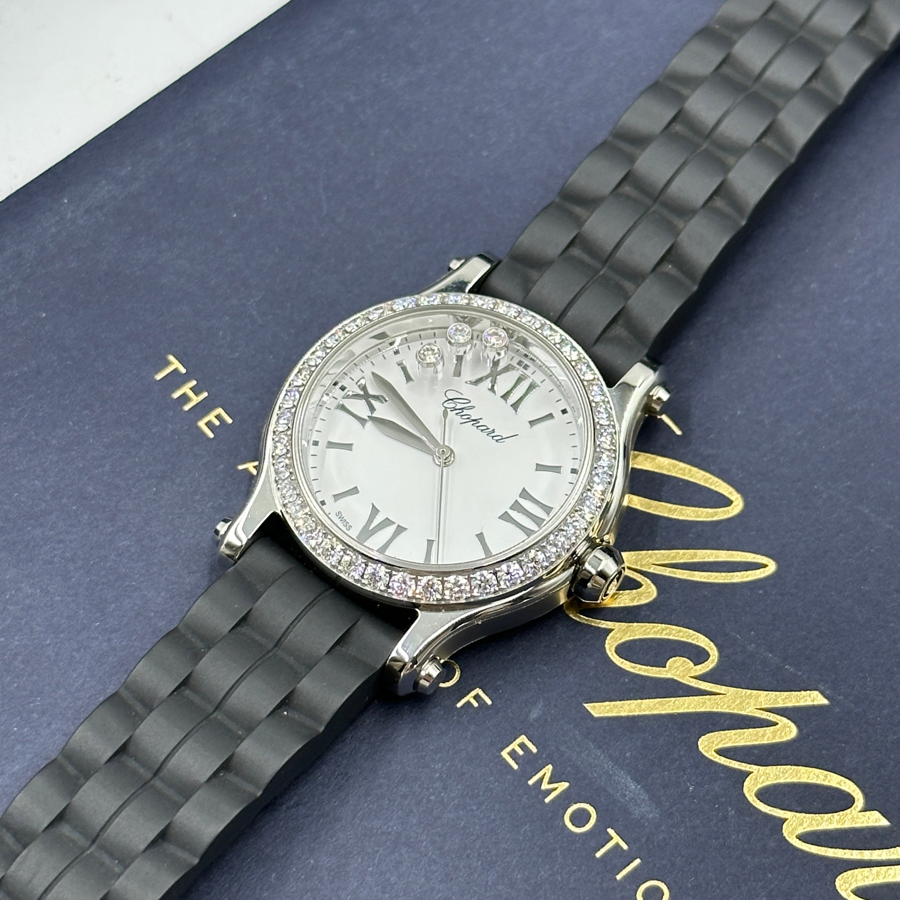 Chopard Happy Sport 30 mm 278590-3003 Weiß mit Diamantbesatz (Lünette aus Edelstahl) 2025