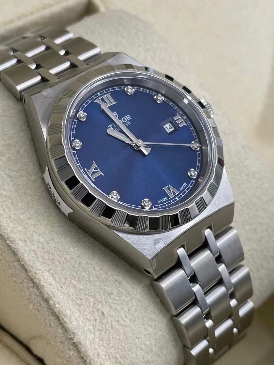 Tudor Royal Date 28 Edelstahl / Blau - Diamant M28300-0007