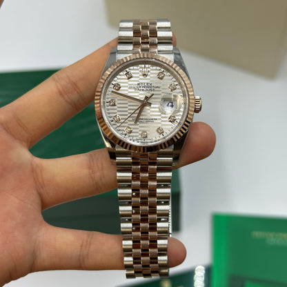 Rolex Datejust 36 126231G Silber geriffeltes Jubiläum 2024