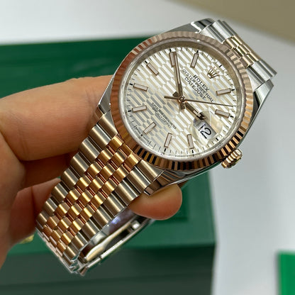 Rolex Datejust 36 126231 Silber Index geriffelt Jubilee 2024