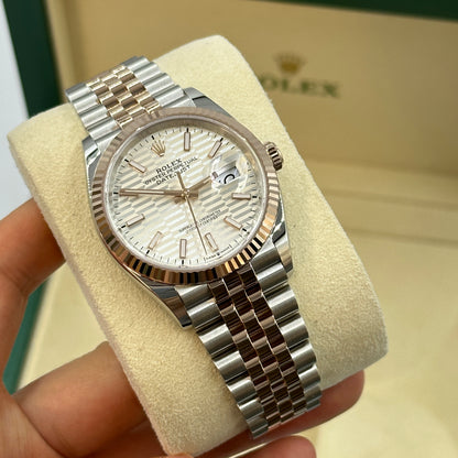Rolex Datejust 36 126231 Silber Index geriffelt Jubilee 2024