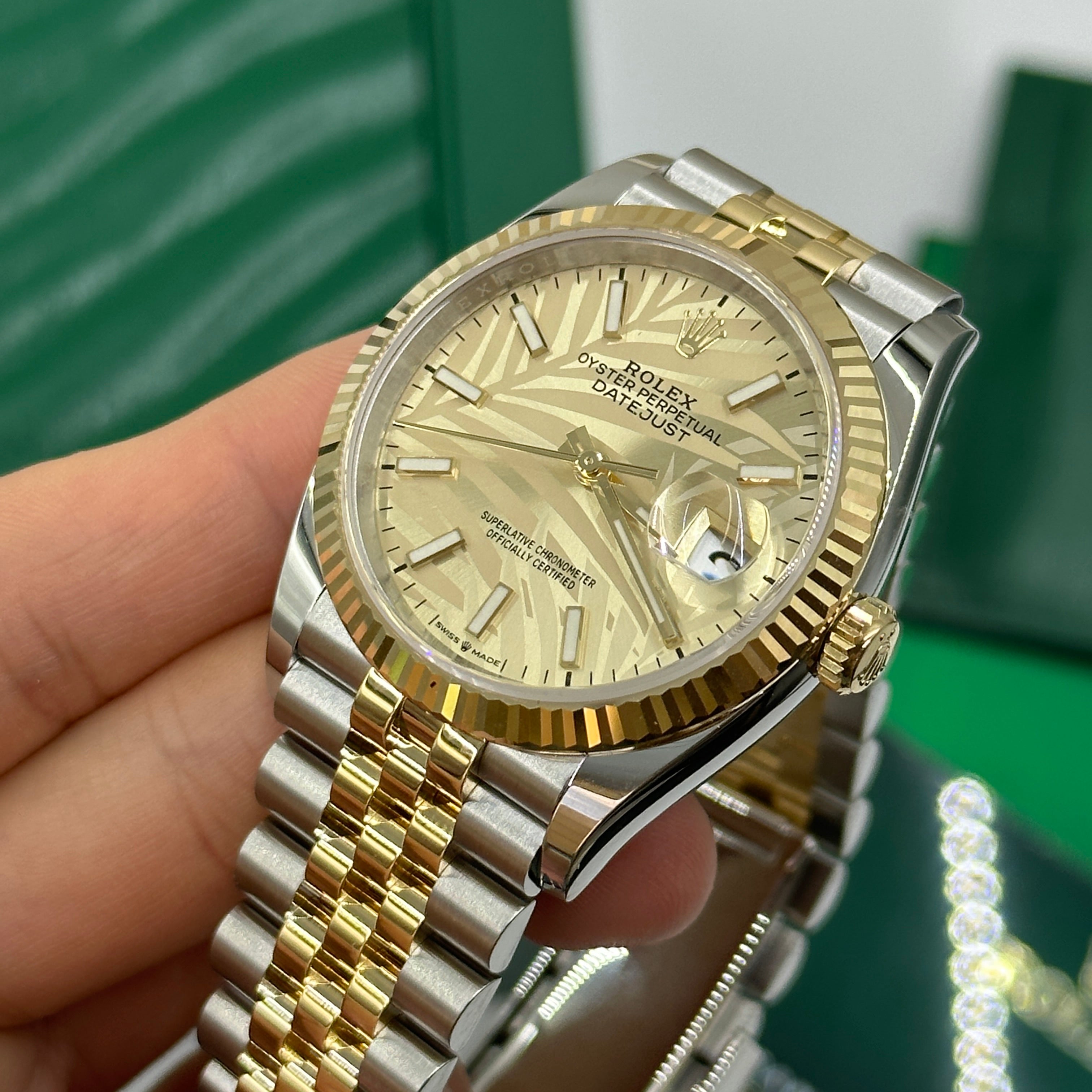 Rolex Datejust 36 126233 Champ Palm Jubilee 2024