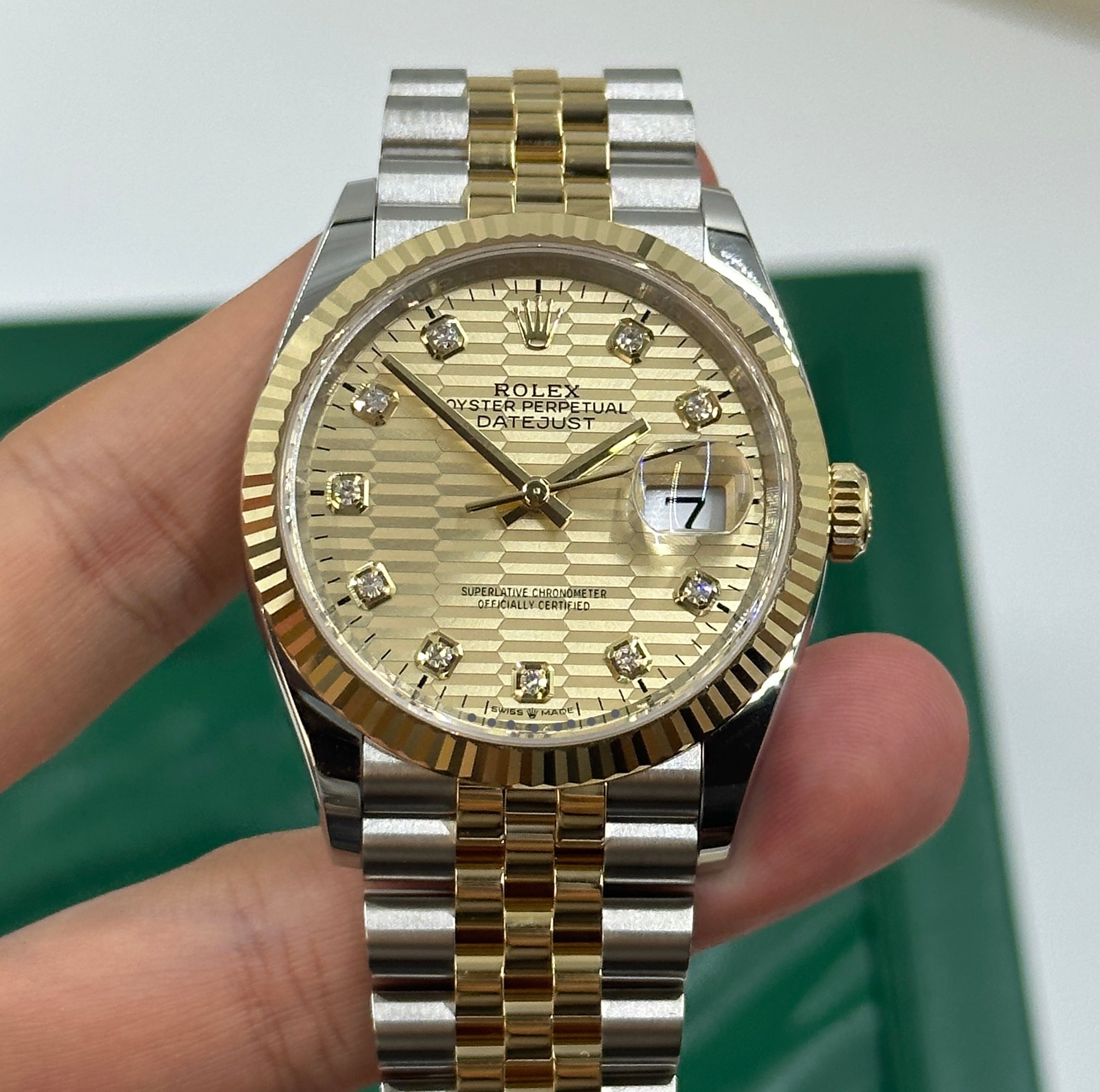 Rolex Datejust 36 126233G Champ Fluted Jubilee 2024
