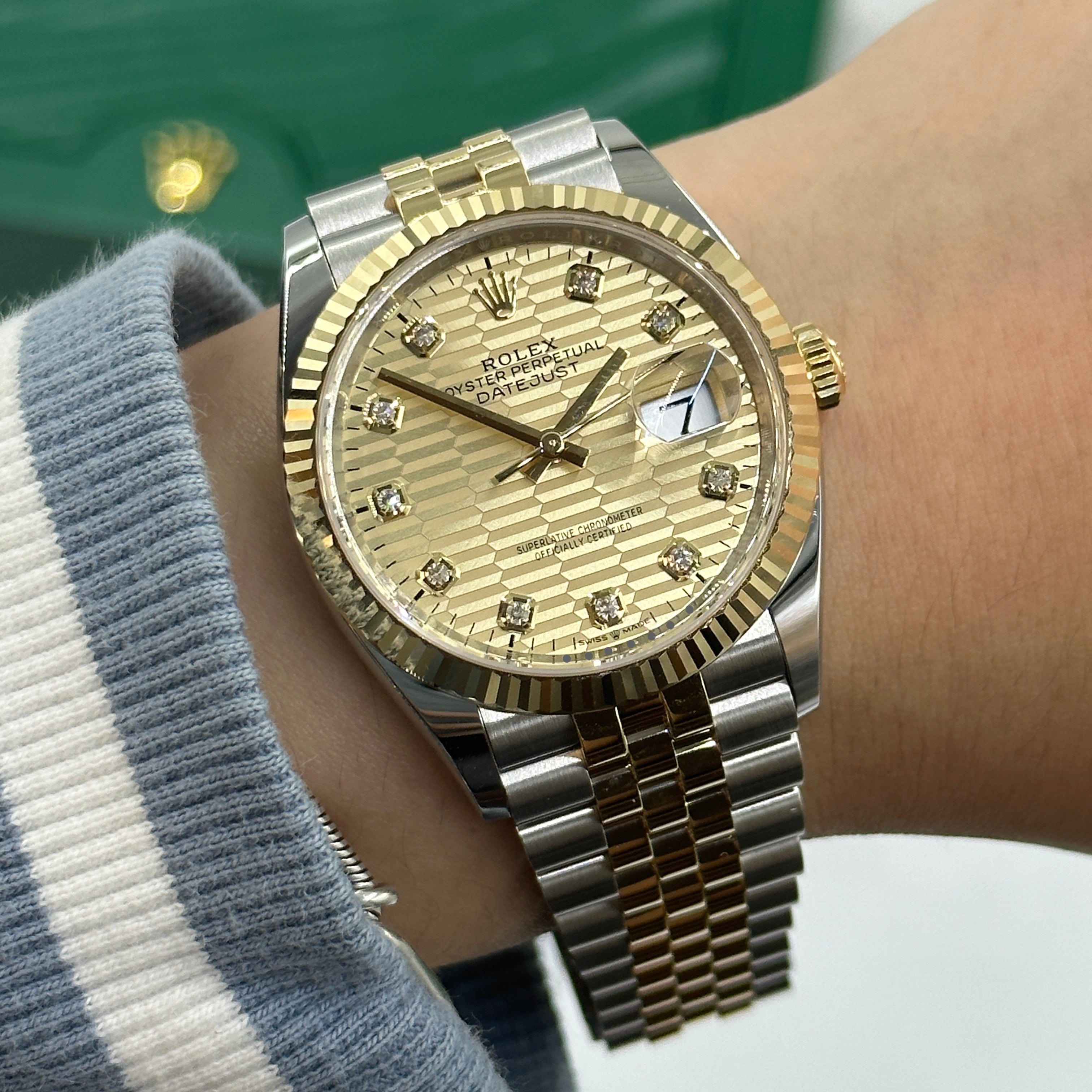 Rolex Datejust 36 126233G Champ Fluted Jubilee 2024