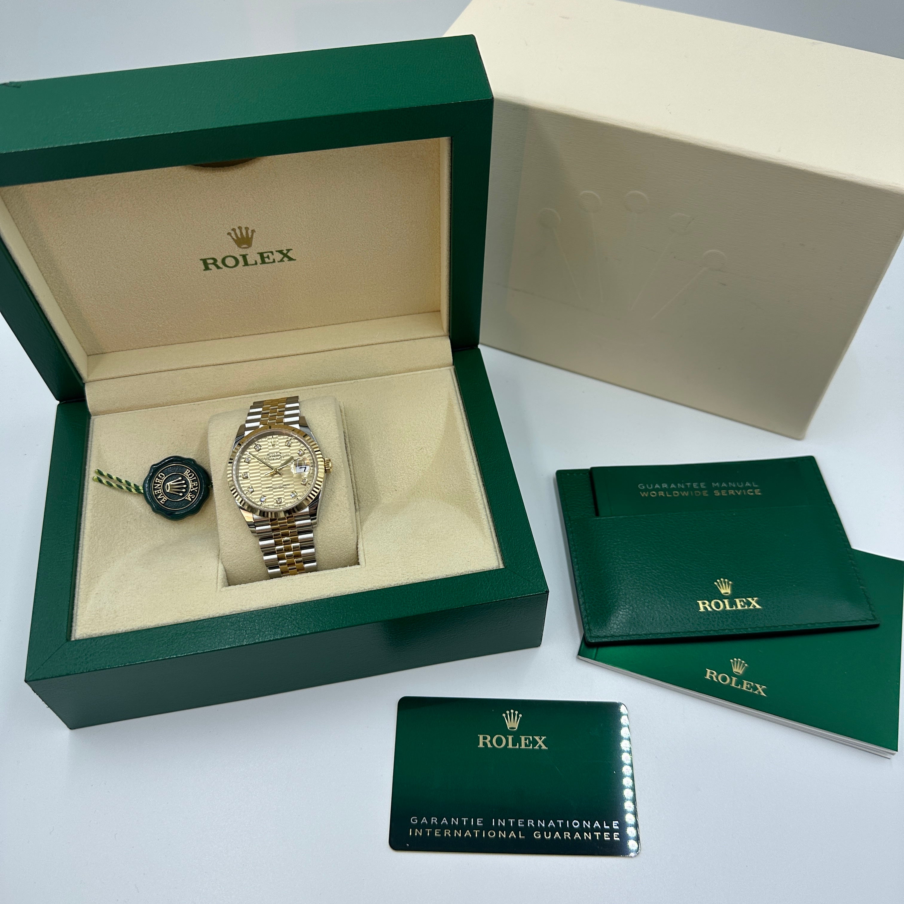 Rolex Datejust 36 126233G Champ Fluted Jubilee 2024