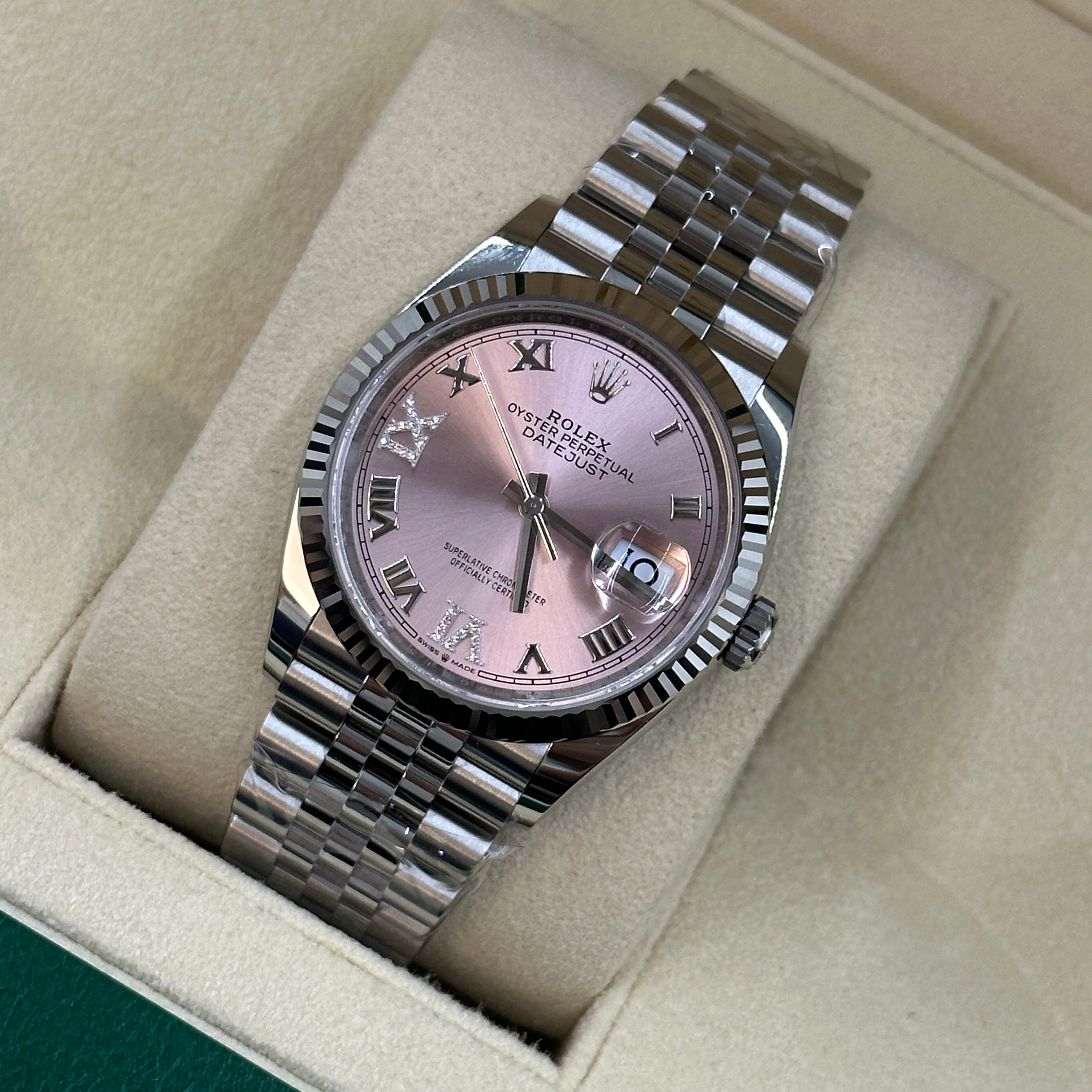 Rolex Datejust 36 126234 Rosa Roman VIIX Diamant-Zifferblatt Jubilee