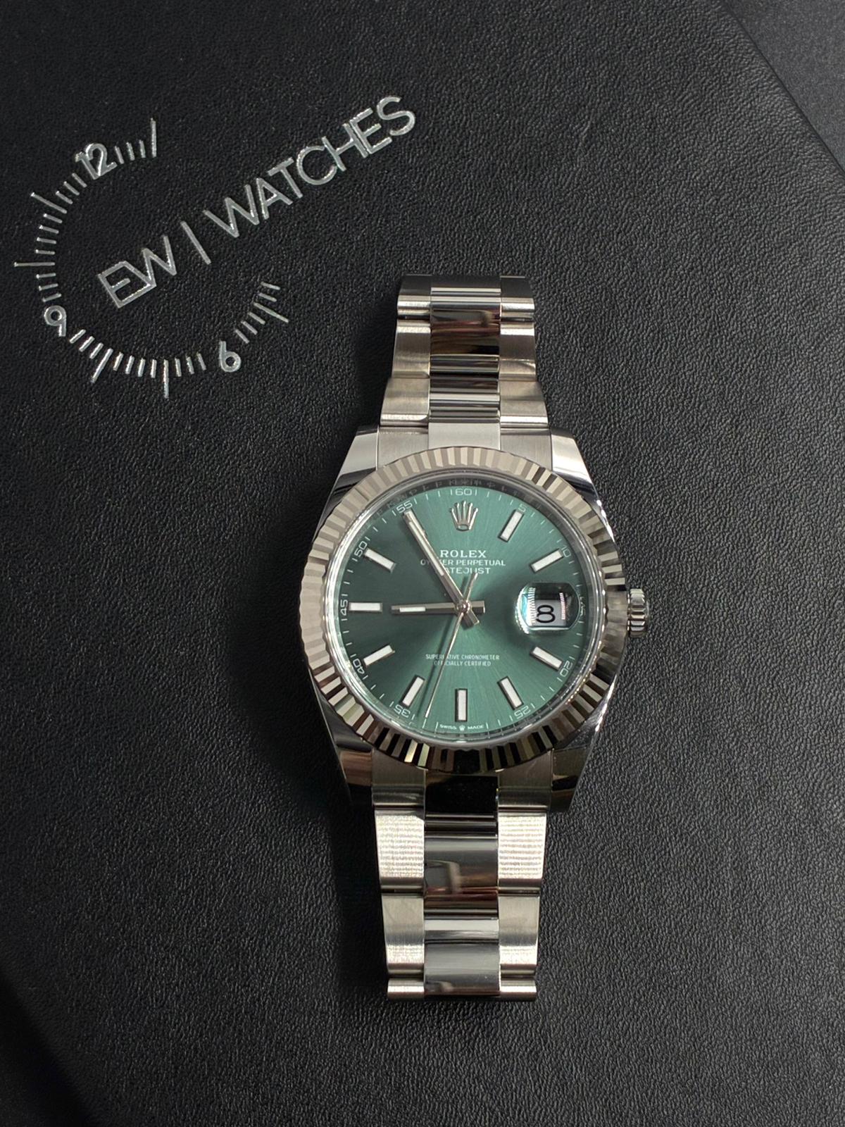 Rolex Datejust 41 126334 Mint Green Index Oyster 2025