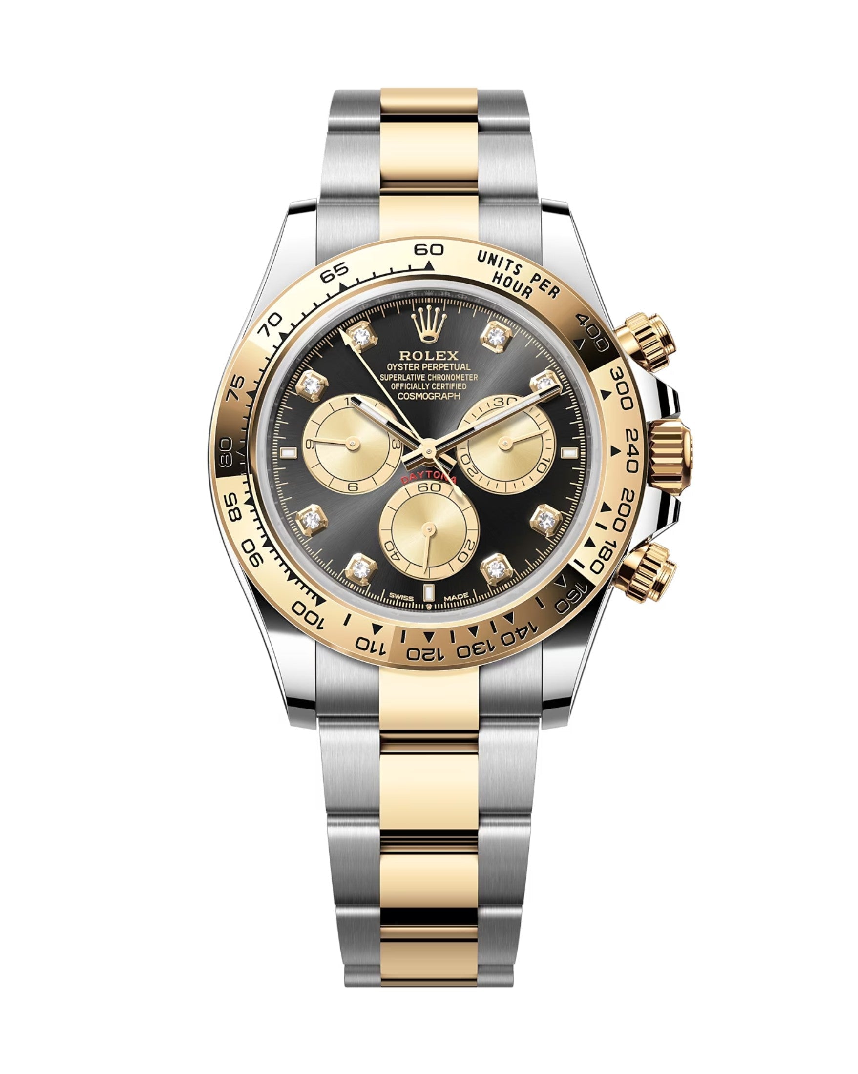 Rolex Cosmograph Daytona 126503 Leuchtend schwarz und golden mit Diamanten besetzt