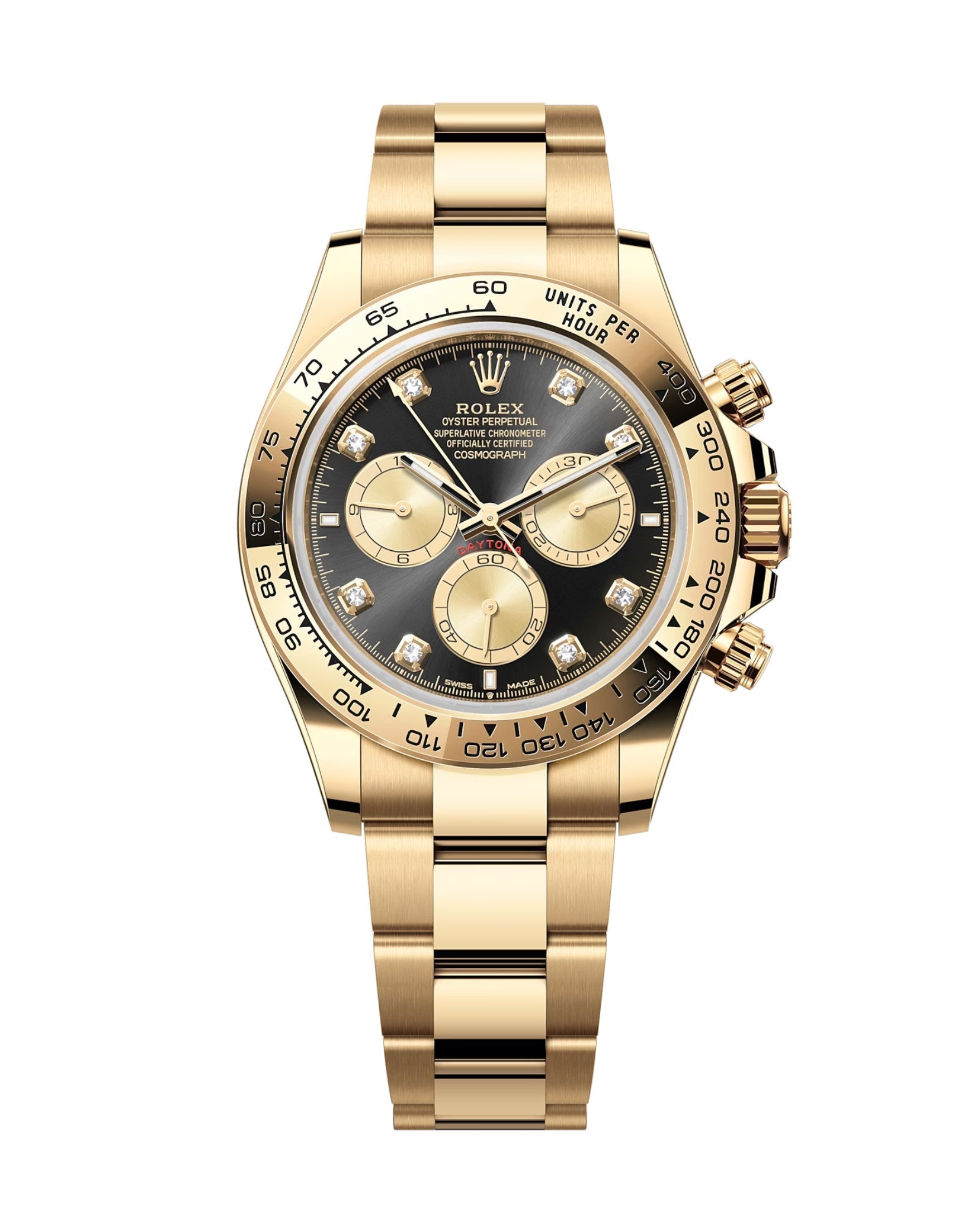 Rolex Cosmograph Daytona 126508 Leuchtend schwarz und golden mit Diamanten besetzt