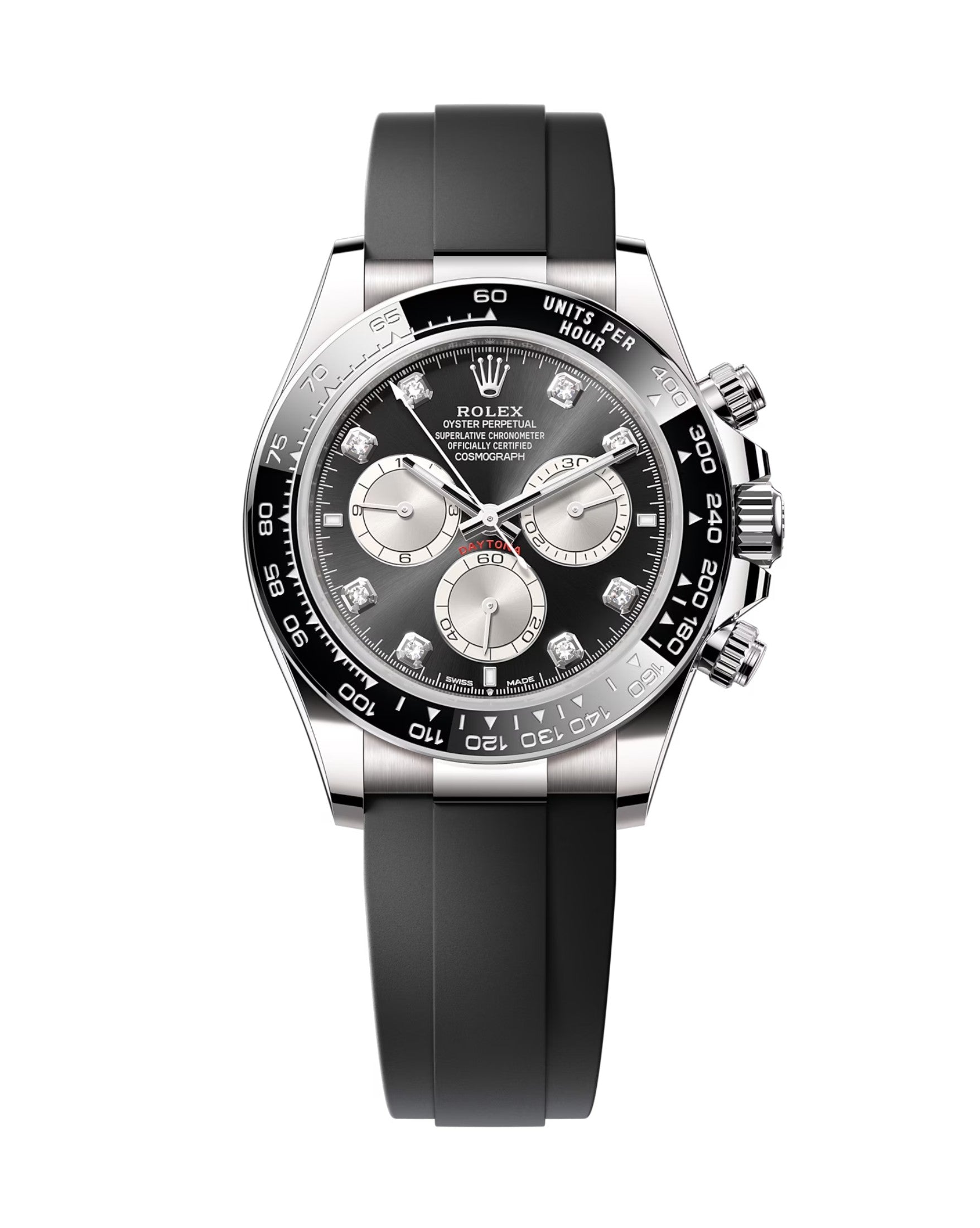Rolex Cosmograph Daytona 126519 Helles Schwarz und Stahl mit Diamanten besetzt