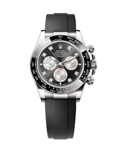 Rolex Cosmograph Daytona 126519 Helles Schwarz und Stahl mit Diamanten besetzt