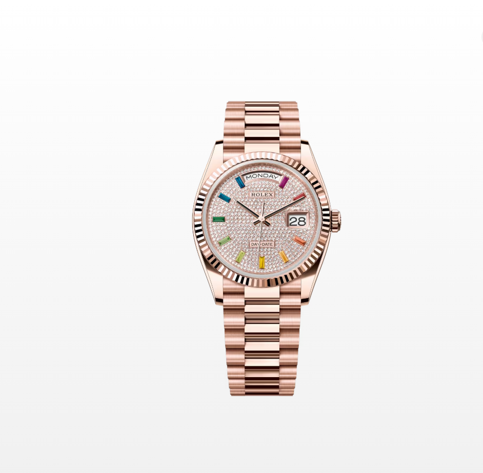 Rolex Day-Date 36 128235 Rainbow Paved