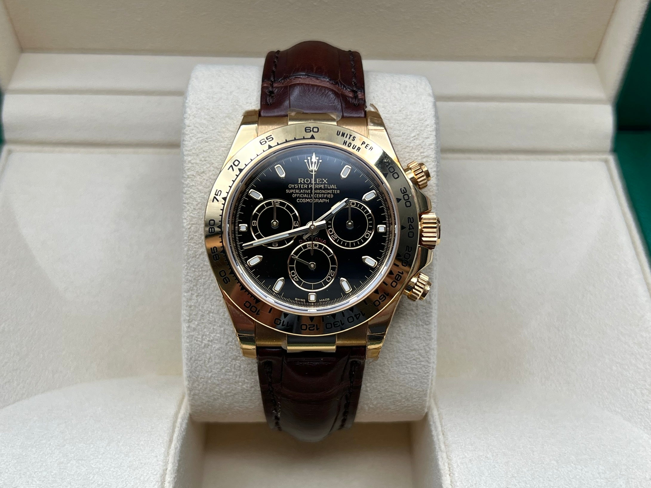 Rolex Cosmograph Daytona 116518 Schwarzes Leder (alte Karte) 2019