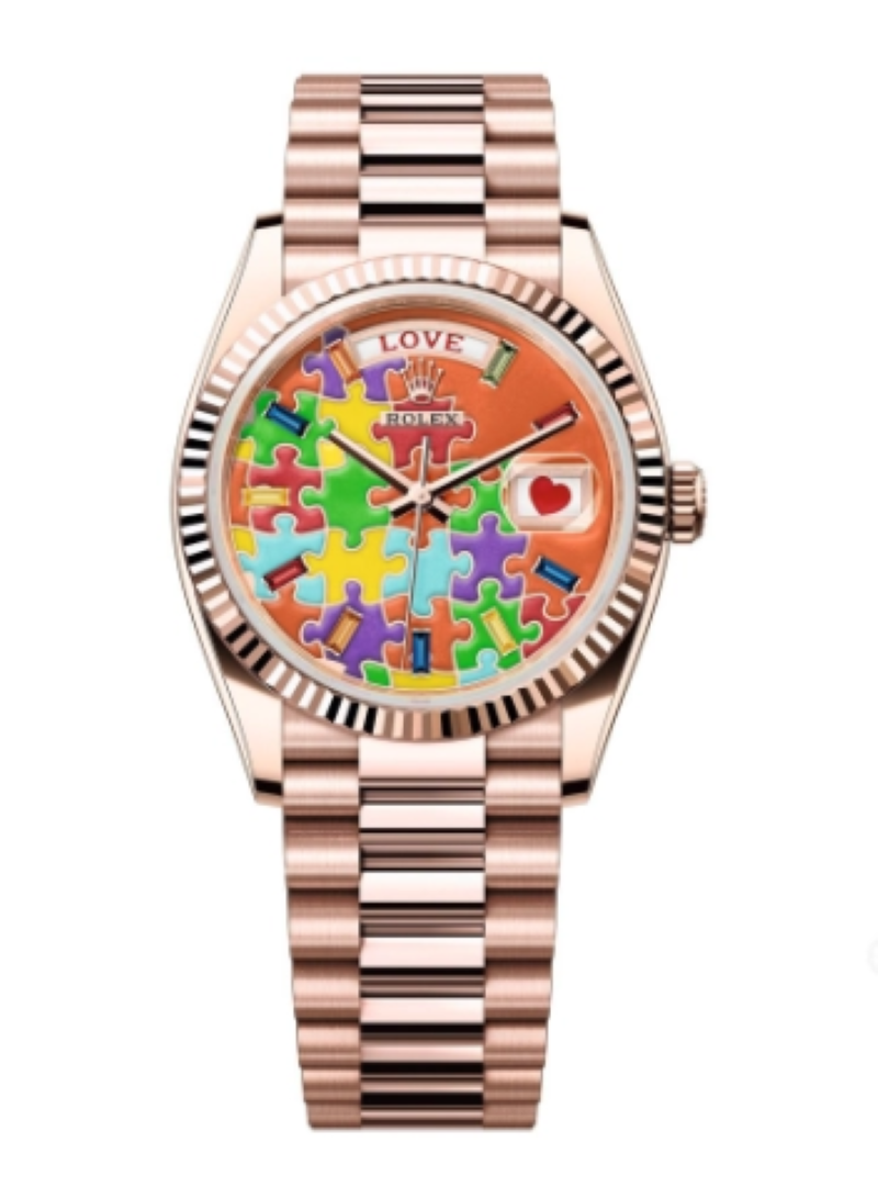 Rolex Day-Date 36 Everose Gold - Fluted / Emoji Puzzle 128235 2025