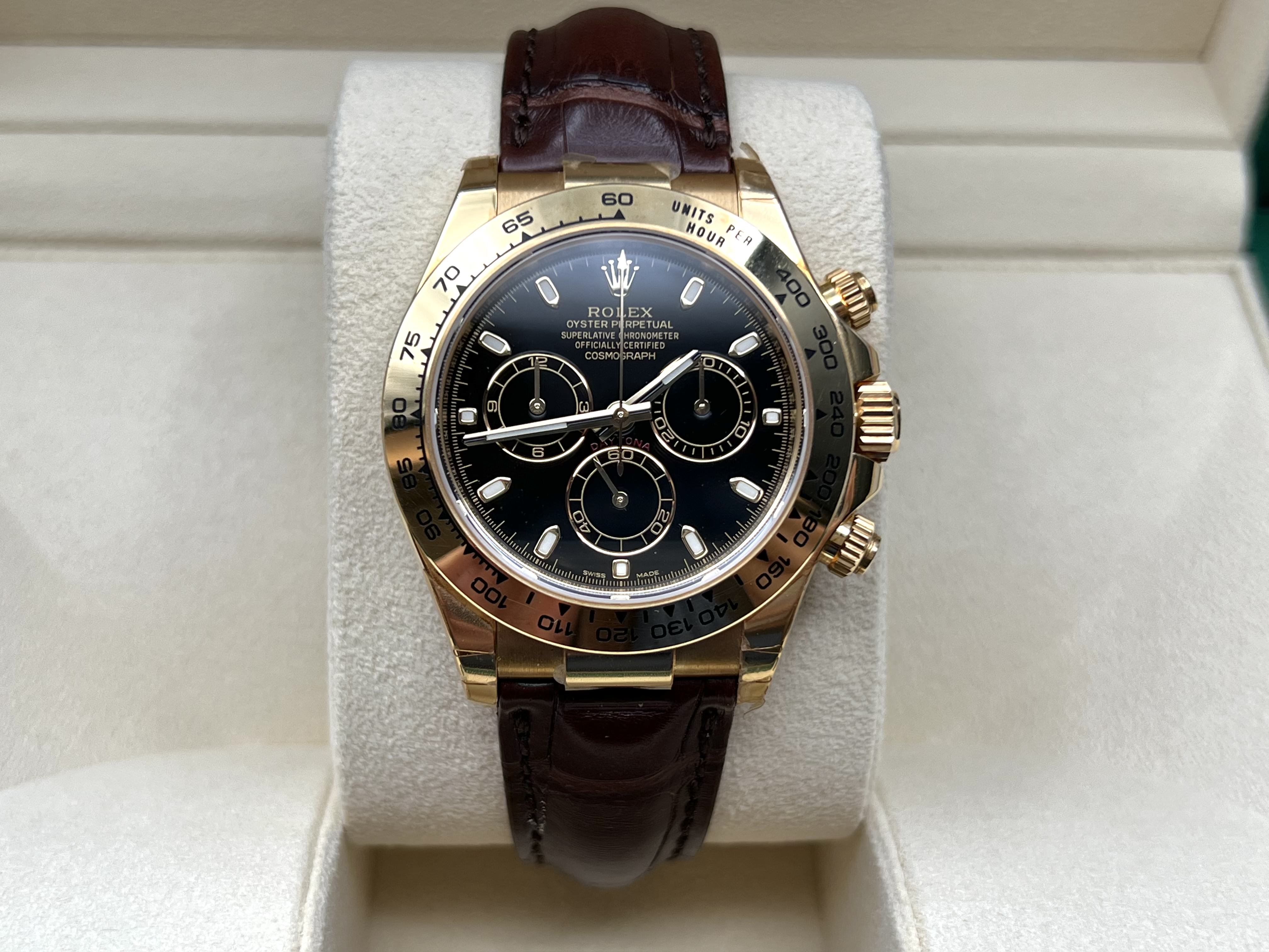Rolex Cosmograph Daytona 116518 Schwarzes Leder (alte Karte) 2019