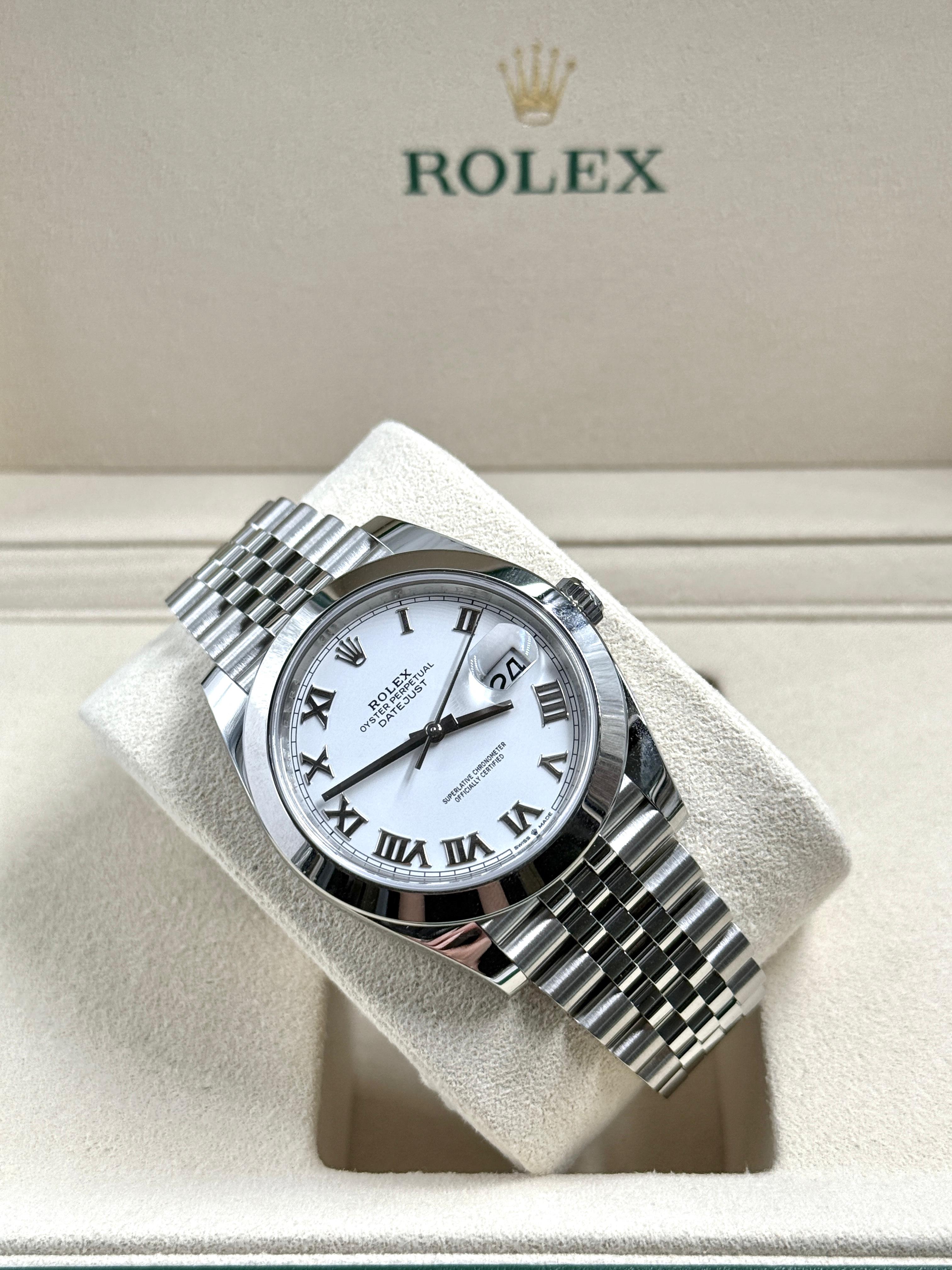 Rolex Datejust 41 126300 Weißes römisches Jubiläum 2024