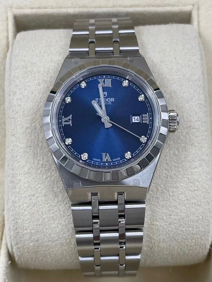 Tudor Royal Date 28 Edelstahl / Blau - Diamant M28300-0007