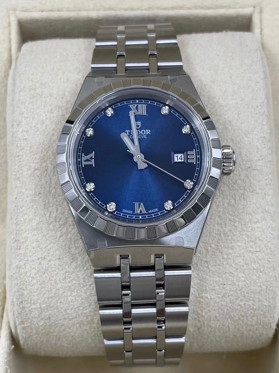 Tudor Royal Date 28 Edelstahl / Blau - Diamant M28300-0007
