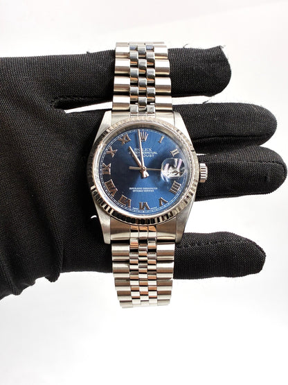 Rolex 16234 Blue Roman Jubilee 2003 Original Paper