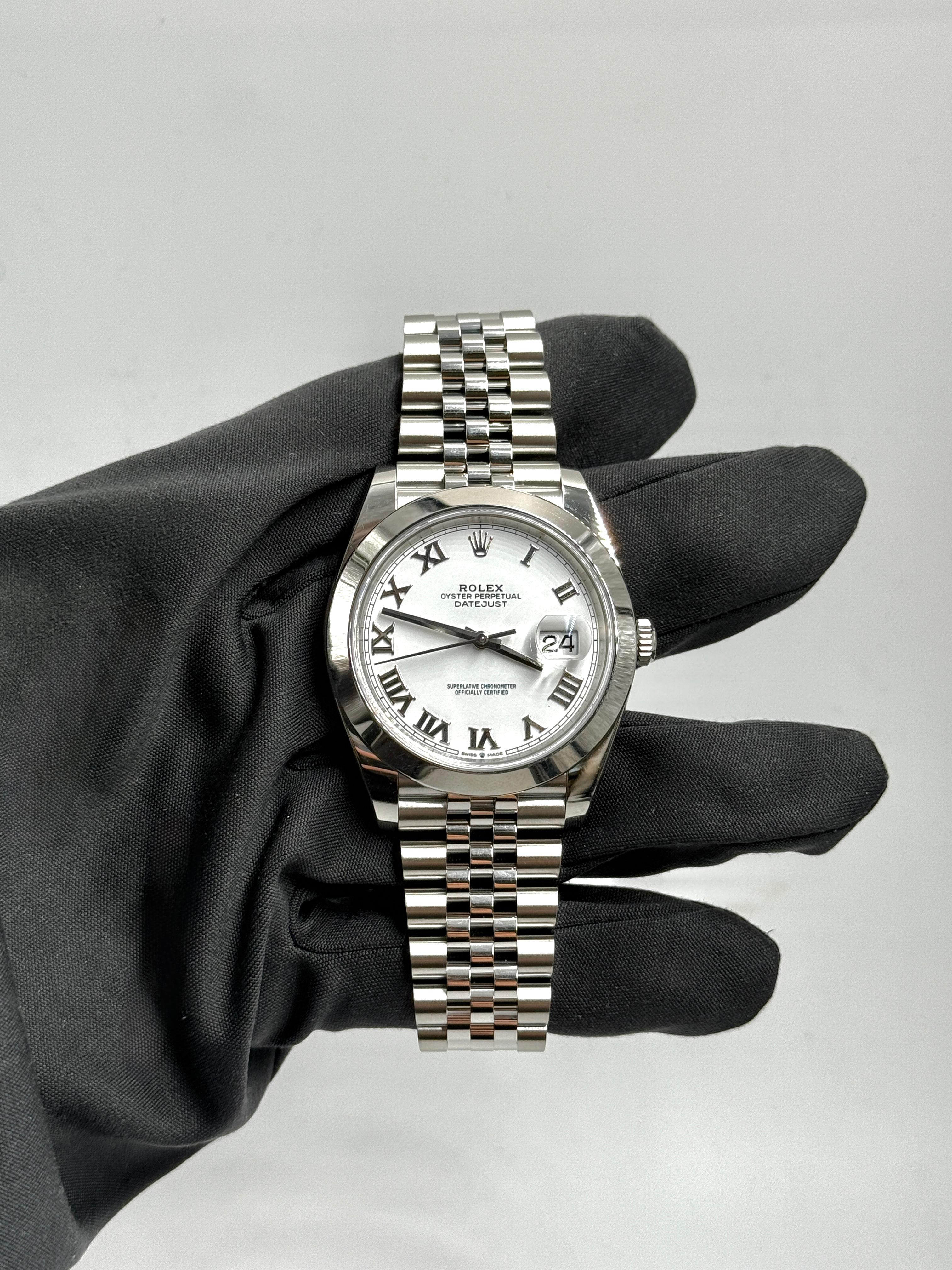 Rolex Datejust 41 126300 Weißes römisches Jubiläum 2024