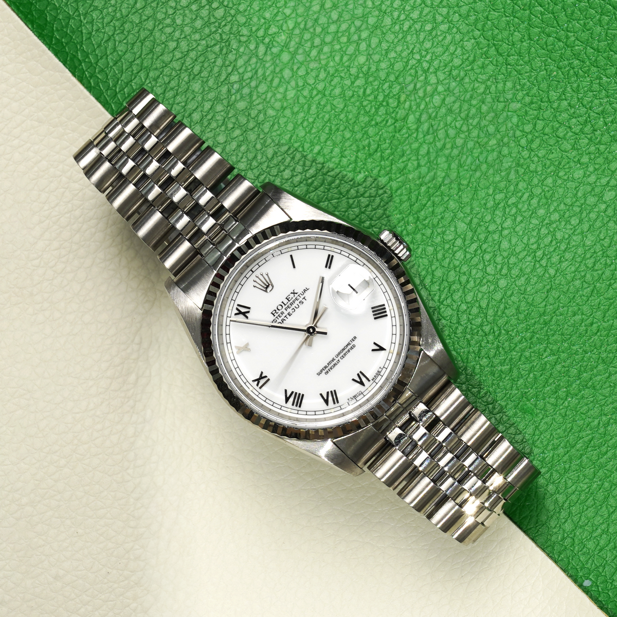 Rolex Datejust 36  16234 White Roman Jubilee 1994 full set