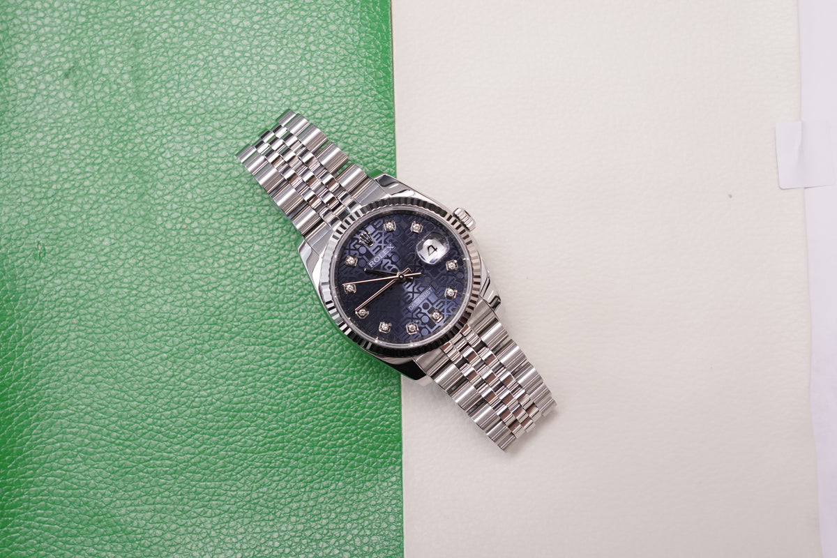 Rolex Datejust 36  116234G Blue Computer Jubilee 2017 Full Set