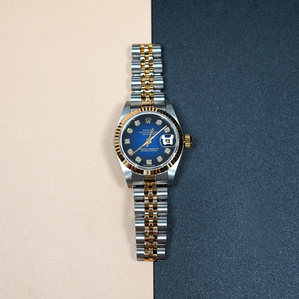 Rolex Lady-Datejust 79173G Blue Vignette Jubilee 2004 full set