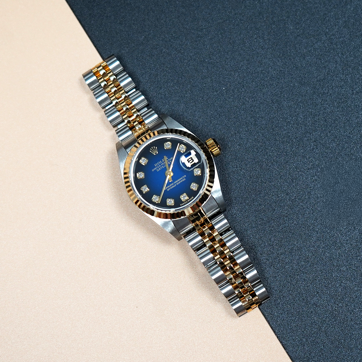 Rolex Lady-Datejust 79173G Blue Vignette Jubilee 2004 full set