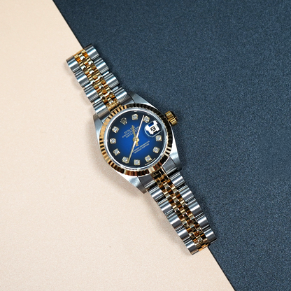 Rolex Lady-Datejust 79173G Blue Vignette Jubilee 2004 full set