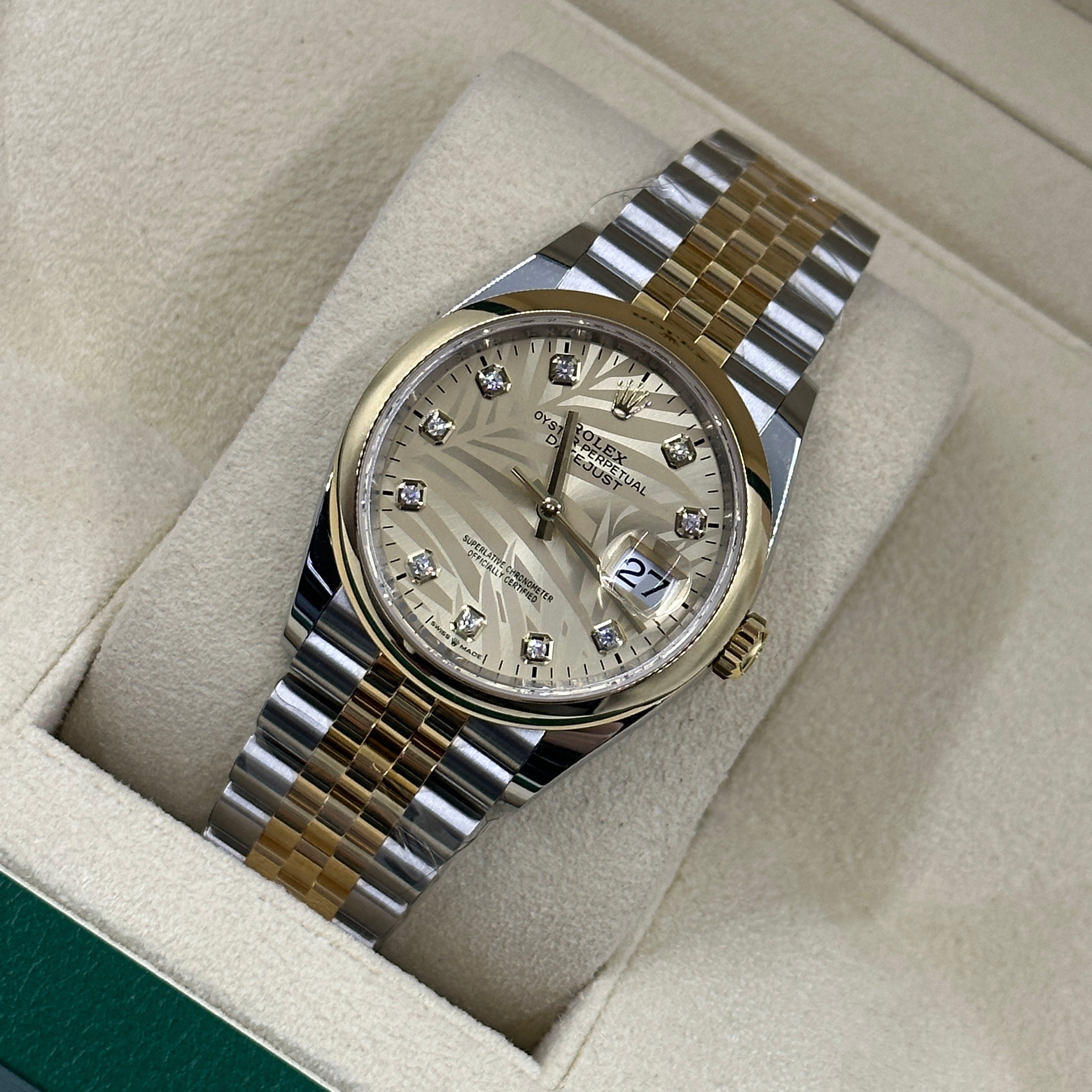 Rolex Datejust 36 126203G Champ Palm Jubilee 2024