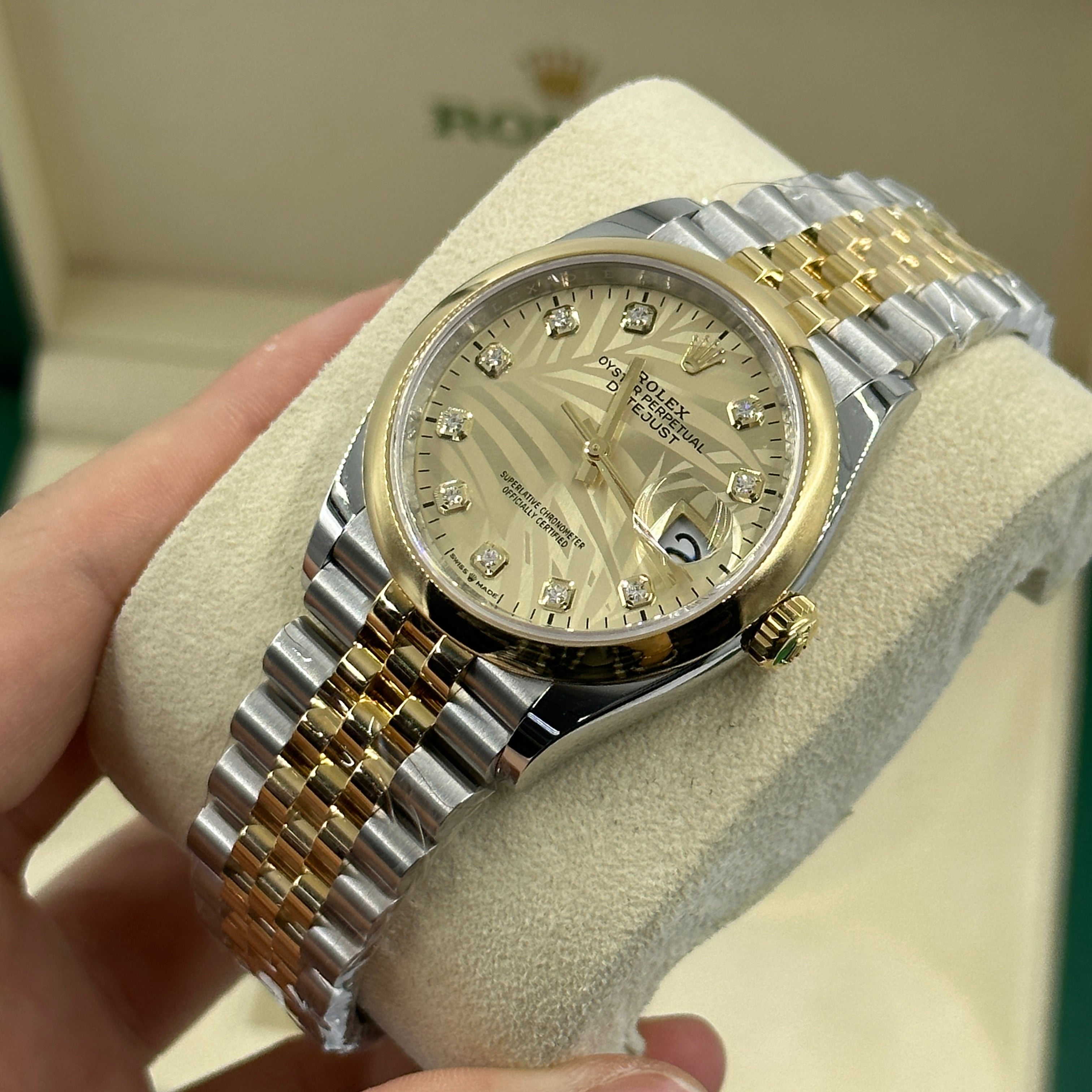 Rolex Datejust 36 126203G Champ Palm Jubilee 2024