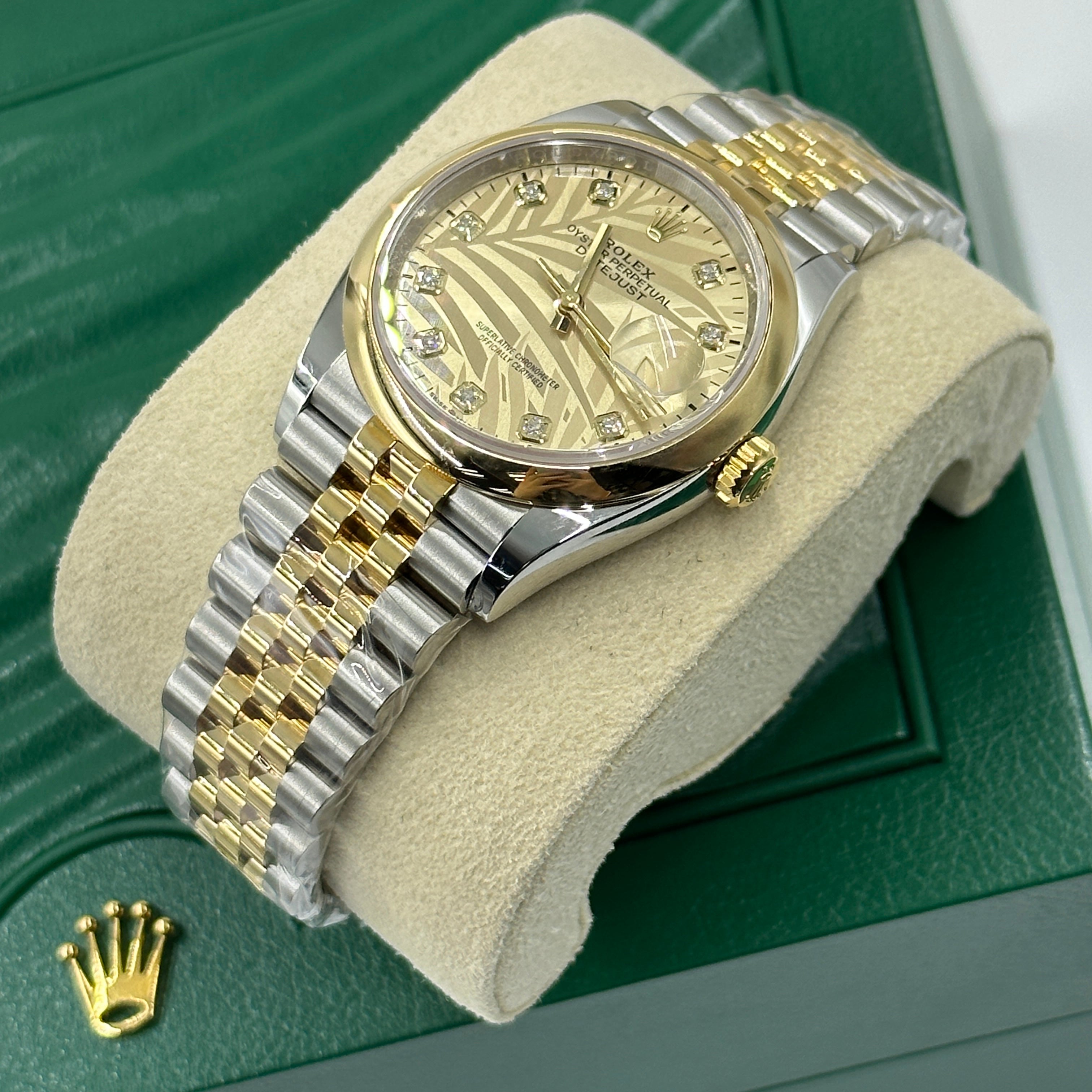 Rolex Datejust 36 126203G Champ Palm Jubilee 2024