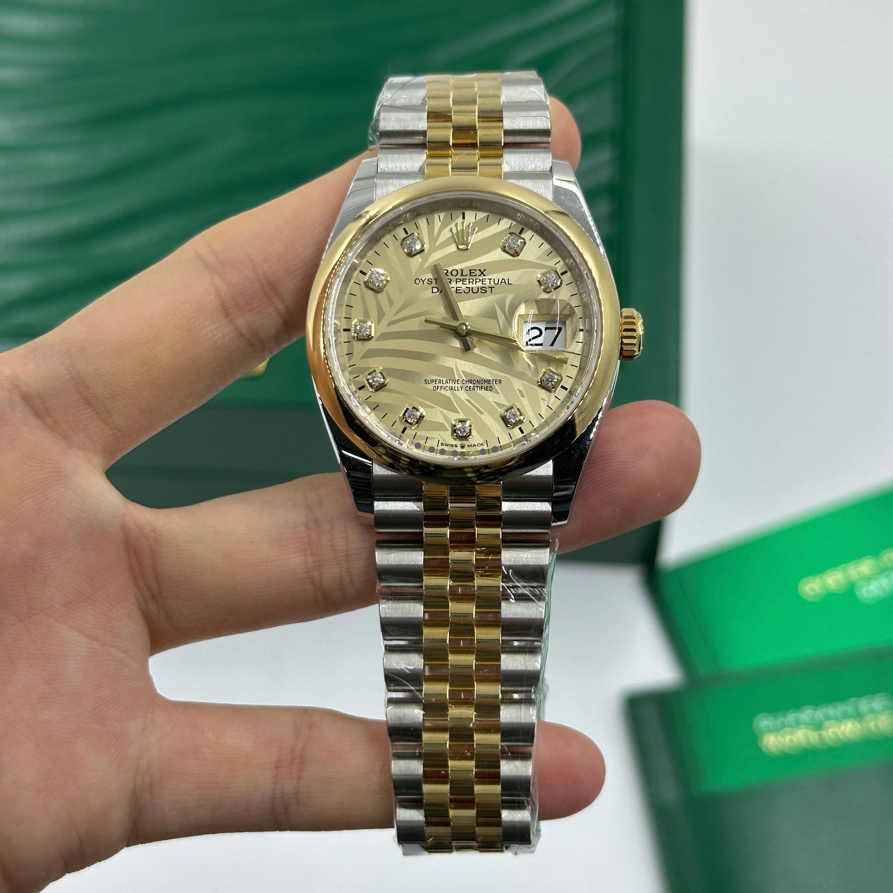 Rolex Datejust 36 126203G Champ Palm Jubilee 2024