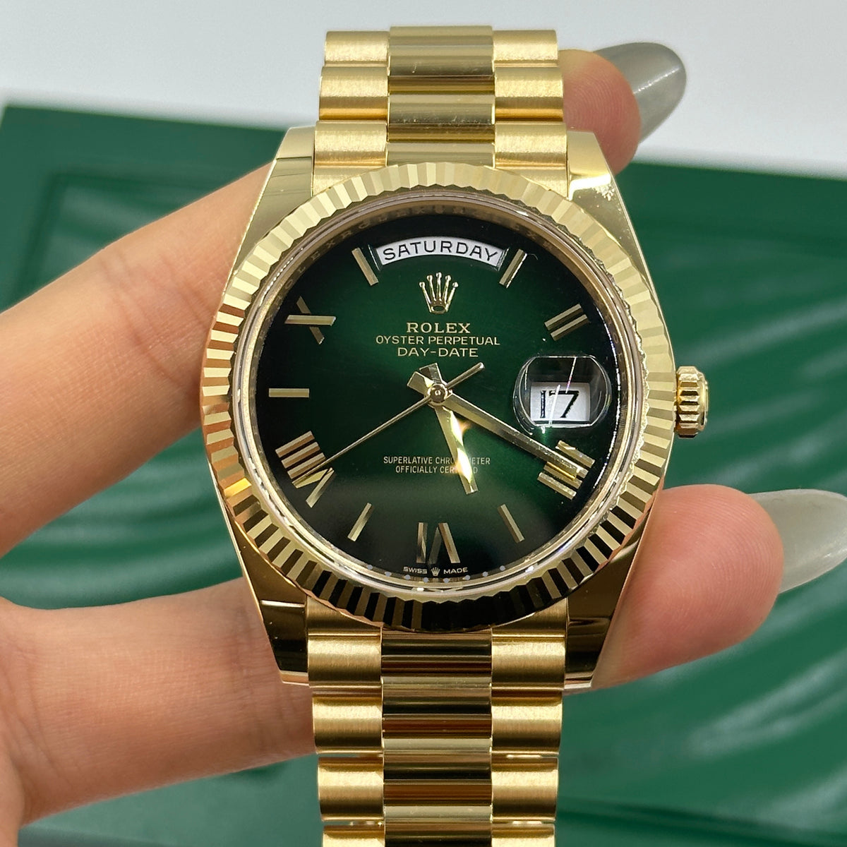 Rolex Day-Date 40 228238 Green Ombré Roman 2025