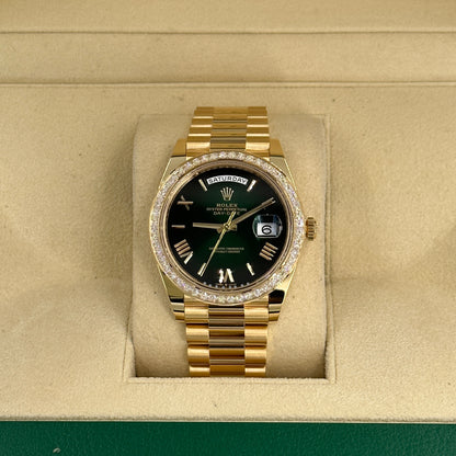 Rolex Day-Date 40 228398TBR GREEN ROMAN OMBRE