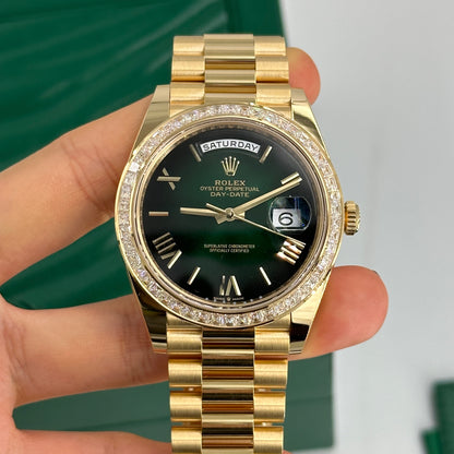 Rolex Day-Date 40 228398TBR GREEN ROMAN OMBRE