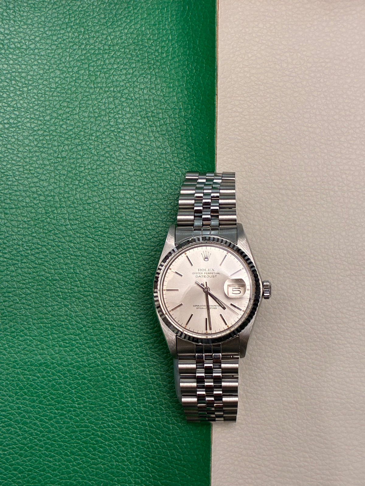Rolex Datejust 36 16014 Silver Index Jubilee Full Set-AAG