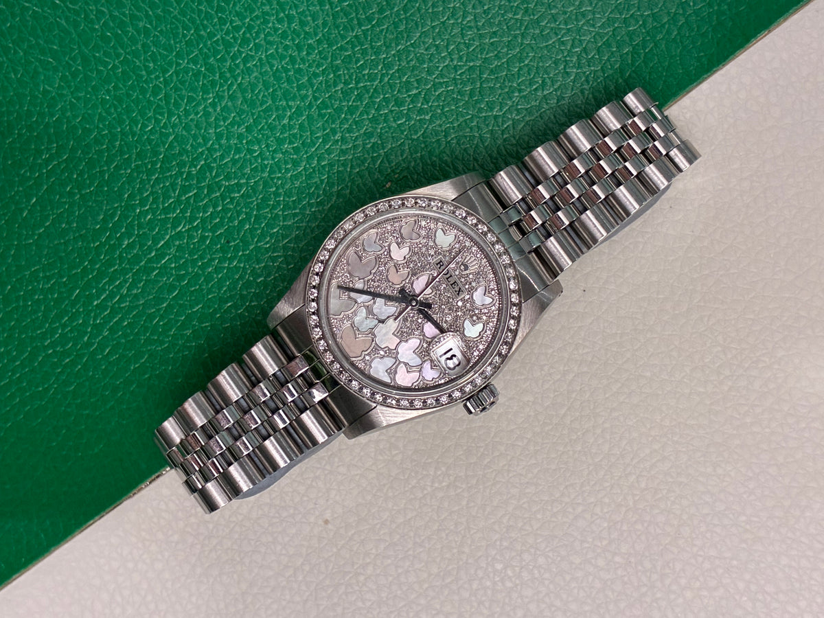 Rolex Datejust 31 68274 Pave Butterfly Diamond Jubilee 1993Full Set -AAN